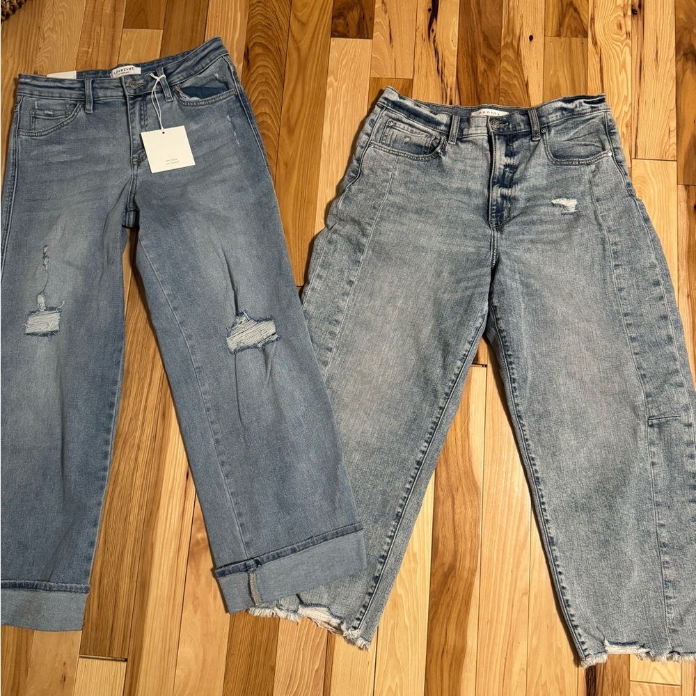 Wide leg and barrel leg jeans